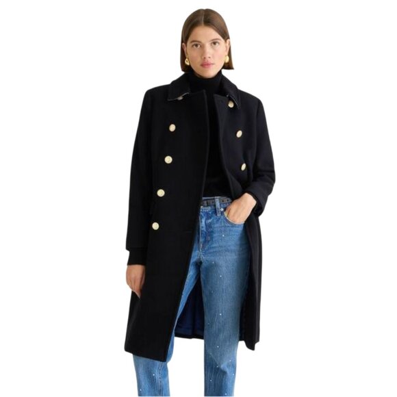 NWT JCrew Warwick Top Coat Jacket Womens 0 Black Italian Stadium Cloth Wool NEW - Picture 11 of 12